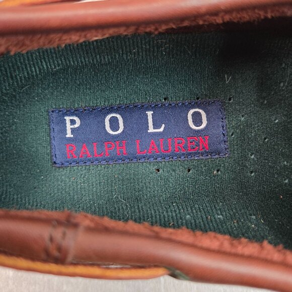 Polo Ralph Lauren Oxford Dress Shoes Mens Sz 10 Brown Preppy Lace Up Work Loafer - Picture 9 of 11